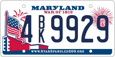 MD license plate 4BK9929