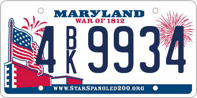 MD license plate 4BK9934