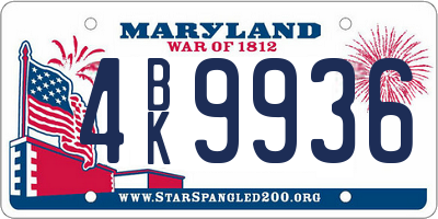 MD license plate 4BK9936