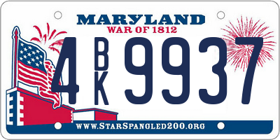 MD license plate 4BK9937