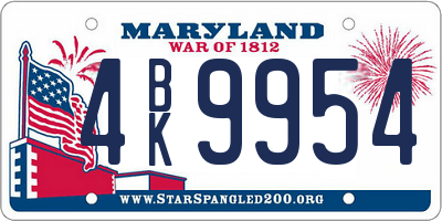 MD license plate 4BK9954