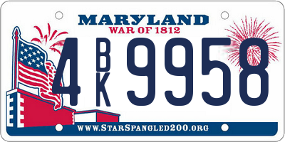 MD license plate 4BK9958