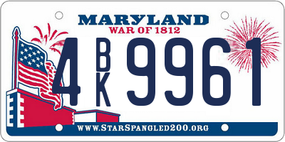 MD license plate 4BK9961