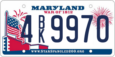 MD license plate 4BK9970