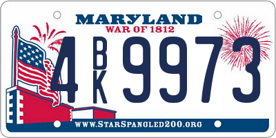 MD license plate 4BK9973