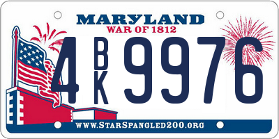 MD license plate 4BK9976