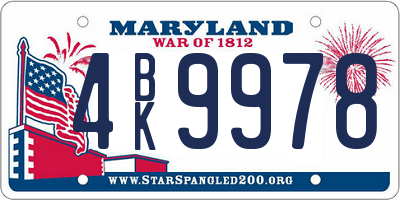 MD license plate 4BK9978