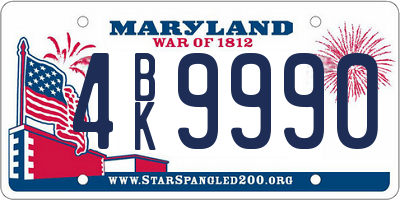 MD license plate 4BK9990