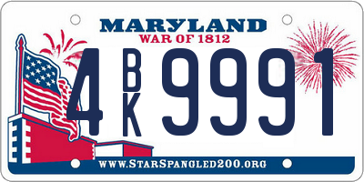 MD license plate 4BK9991