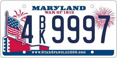 MD license plate 4BK9997
