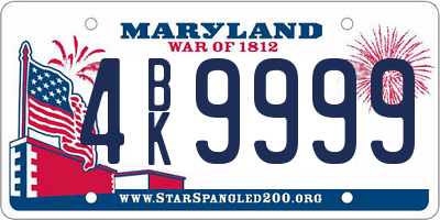 MD license plate 4BK9999