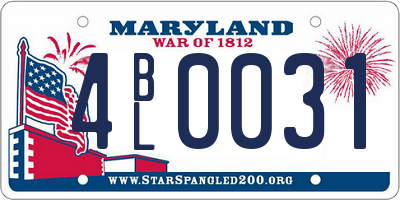 MD license plate 4BL0031