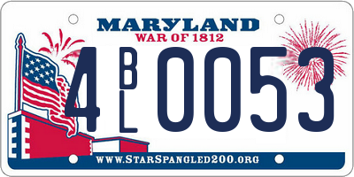 MD license plate 4BL0053