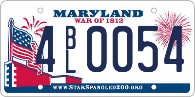 MD license plate 4BL0054