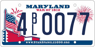 MD license plate 4BL0077