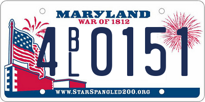 MD license plate 4BL0151
