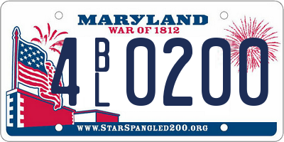 MD license plate 4BL0200