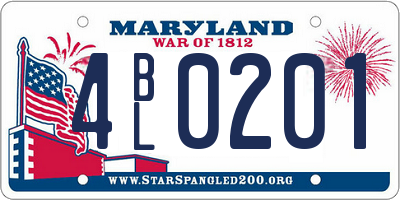 MD license plate 4BL0201