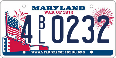 MD license plate 4BL0232
