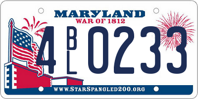 MD license plate 4BL0233