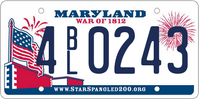 MD license plate 4BL0243