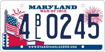 MD license plate 4BL0245