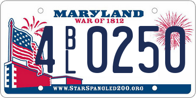 MD license plate 4BL0250
