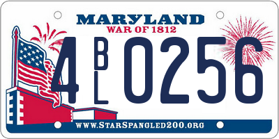 MD license plate 4BL0256
