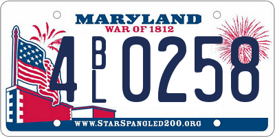MD license plate 4BL0258