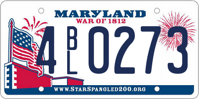 MD license plate 4BL0273