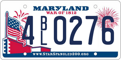 MD license plate 4BL0276