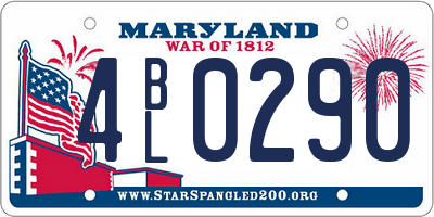 MD license plate 4BL0290
