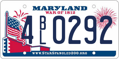 MD license plate 4BL0292