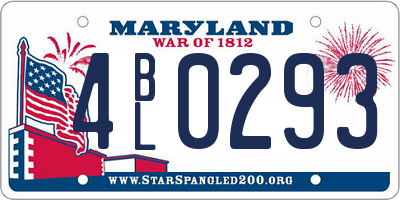 MD license plate 4BL0293