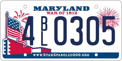 MD license plate 4BL0305