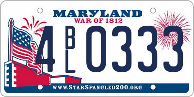 MD license plate 4BL0333