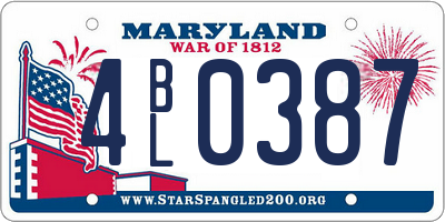 MD license plate 4BL0387