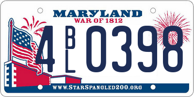 MD license plate 4BL0398