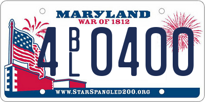 MD license plate 4BL0400
