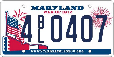 MD license plate 4BL0407
