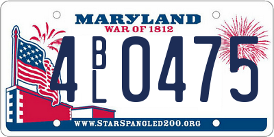 MD license plate 4BL0475