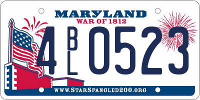 MD license plate 4BL0523