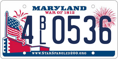 MD license plate 4BL0536