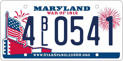 MD license plate 4BL0541
