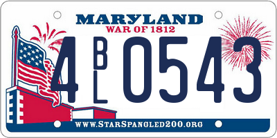 MD license plate 4BL0543