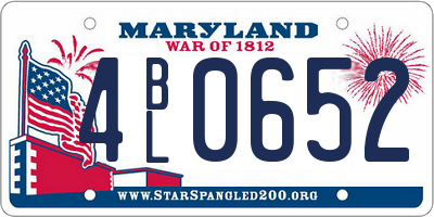 MD license plate 4BL0652