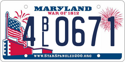 MD license plate 4BL0671