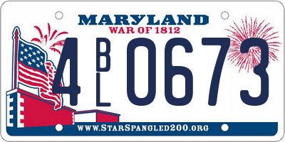MD license plate 4BL0673