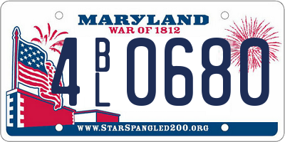 MD license plate 4BL0680