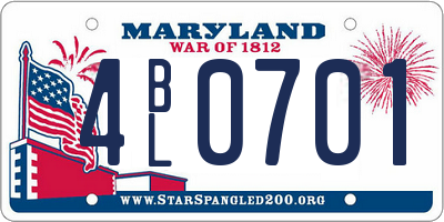 MD license plate 4BL0701